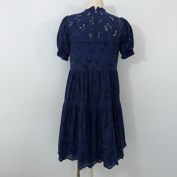 Kate Spade Butterfly Eyelet Tiered Dress Navy Blue L - Picture 7 of 12